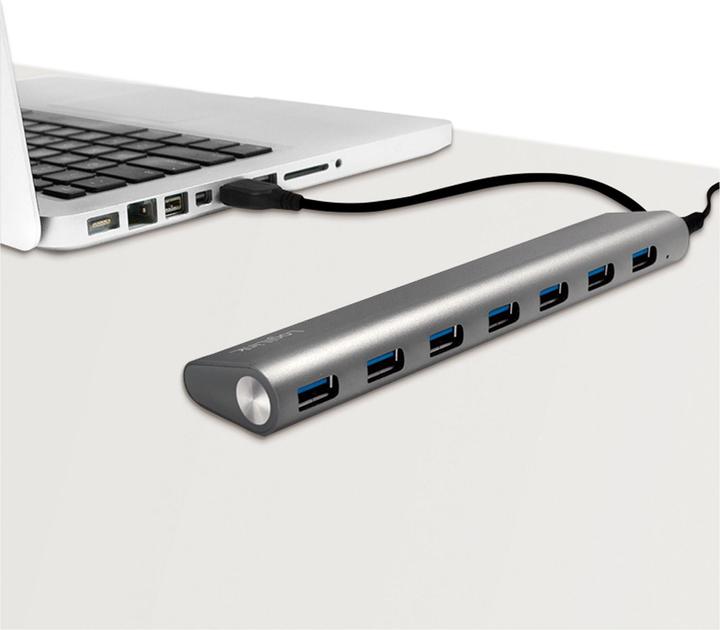 Immagine prodotto LogiLink UA0308 - Hub USB 3.0 a 7 porte con lettore di schede, involucro in alluminio, pilkas (USB-A, 7 Porti)
