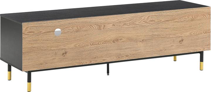 Actual product image Beliani TV cabinet black with light-coloured wood ABILEN (150 x 40 x 48 cm)