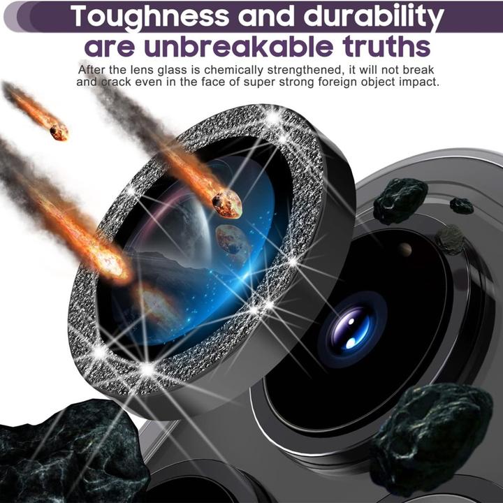 Immagine prodotto Ueli Express Lente protettiva in vetro blindato della fotocamera con brillantini (1 Pezzo/i, Apple iPhone 16 Pro, Apple iPhone 16 Pro Max)