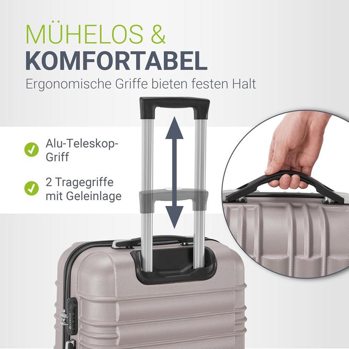 Produktbild Juskys 3-teiliges Hartschalenkoffer-Set mit 360° Rollen (120 l, M (50 - 90l), XL (ab 115l))