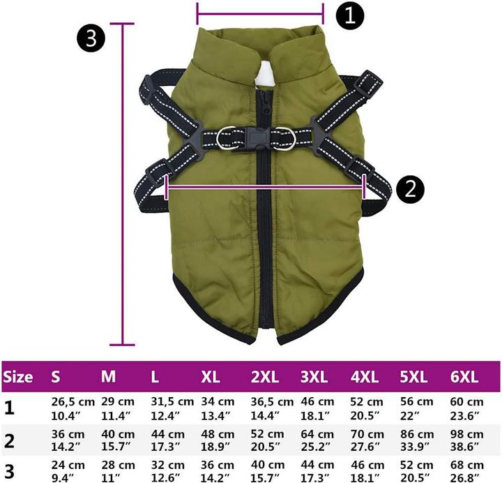 Actual product image VidaXL Dog coat with harness Waterproof Reflective (24, Dog coat)