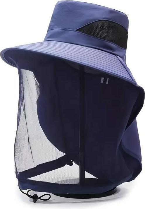 Swissdetector Blauer Mesh-Sonnenhut mit breiter Krempe - Atmungsaktiver UV-Schutz