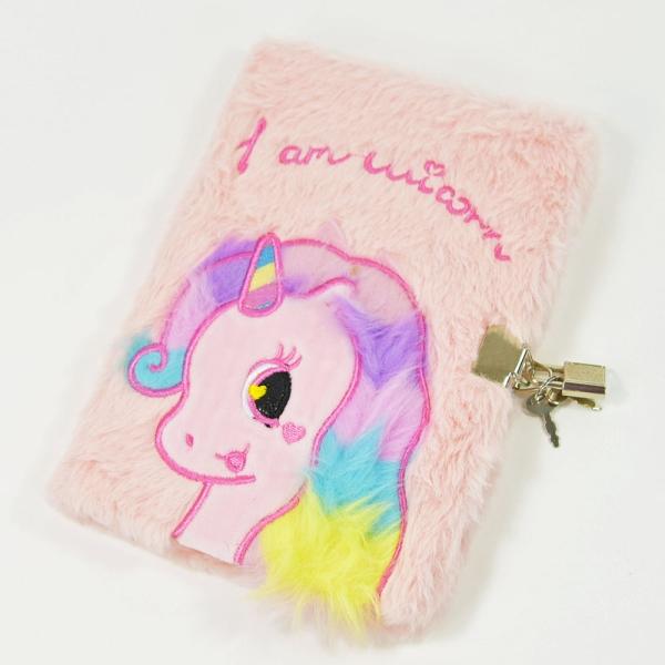 Produktbild Kögler Plüsch Tagebuch, Einhorn mit rosa Plüsch, zum abschliessen, 14,8x21,5x3 cm