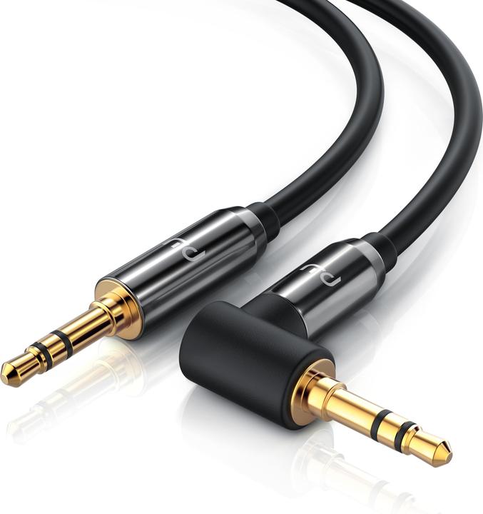 Actual product image Primewire AUX to 3.5mm Jack Audio Cable 90° Angled, HiFi Jack Cable Connection Cable for Audio Devices (2 m, 3.5mm jack (AUX))
