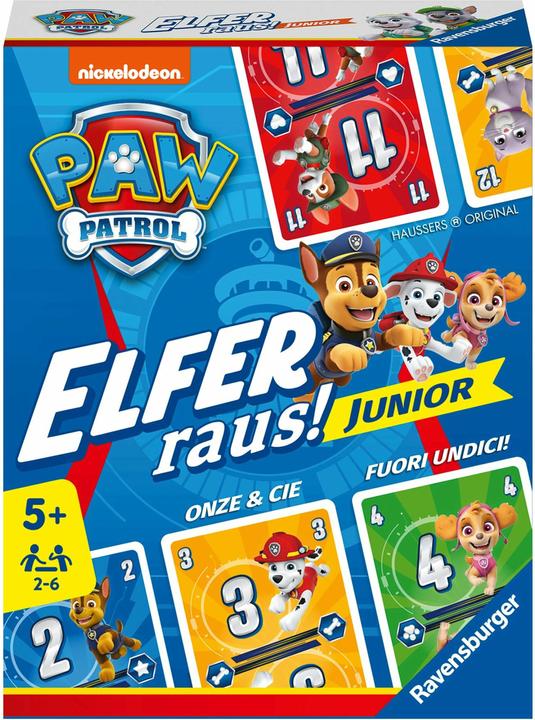 Immagine prodotto Ravensburger 20953 PAW Patrol Elfer raus! Junior - Semplice gioco di carte per 2-6 giocatori 5+ (Tedesco, Francese, Italiano)