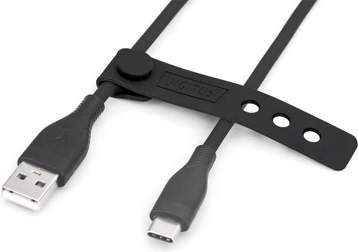 Produktbild Digitus USB-C Silikon Anschlusskabel, 0,5m, schwarz (0.50 m, USB 2.0)