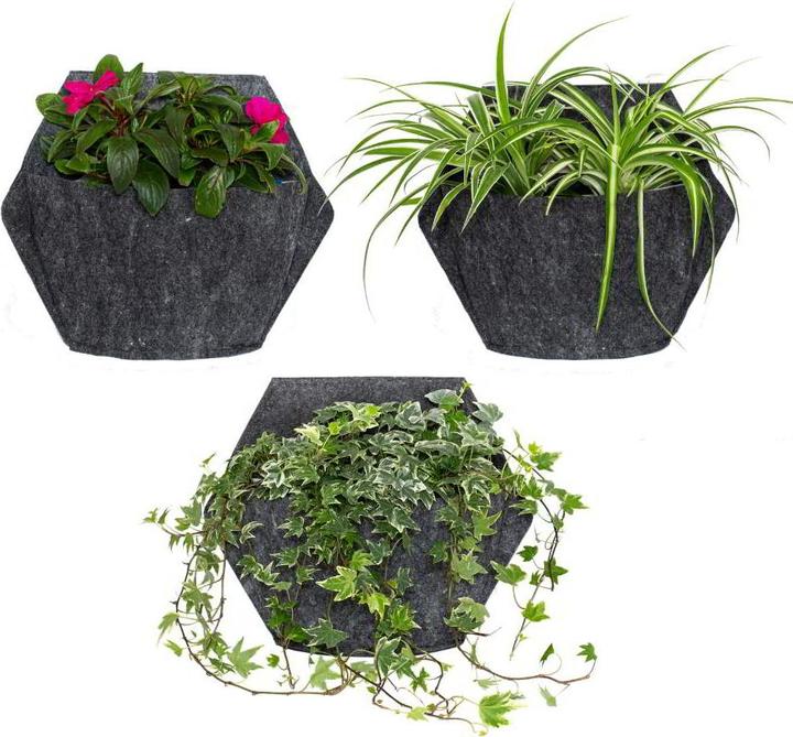 Produktbild CitySens 3 Pack Wall Planters gray planter gray textile cover