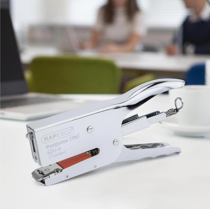 Actual product image Rapesco Stapling plier Porpoise ONE, chrome Stapling capacity: 45 sheets, insertion depth: 59 mm, for staple (45 Sheets)