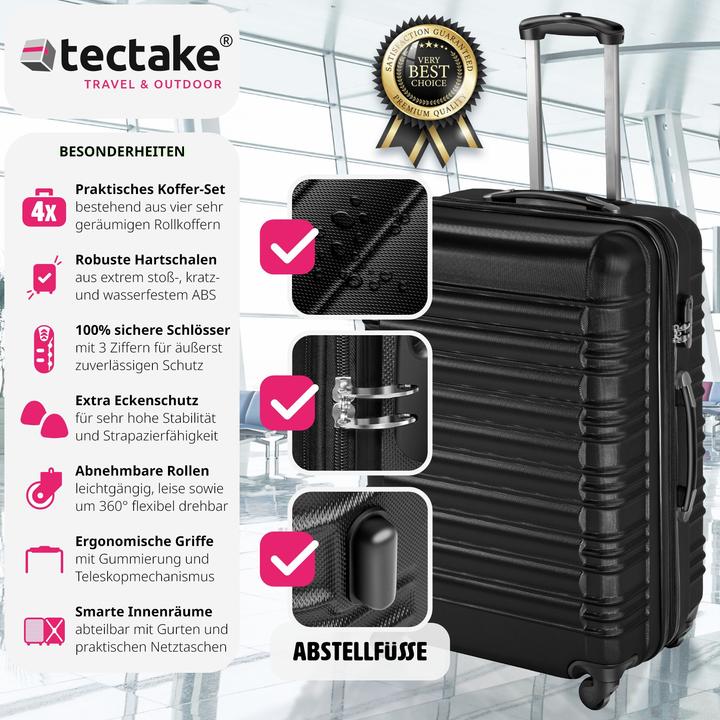 Produktbild tectake Hartschalenkofferset (106 l, Handgepäck (bis 50l), M (50 - 90l), L (90 - 115l), XL (ab 115l))