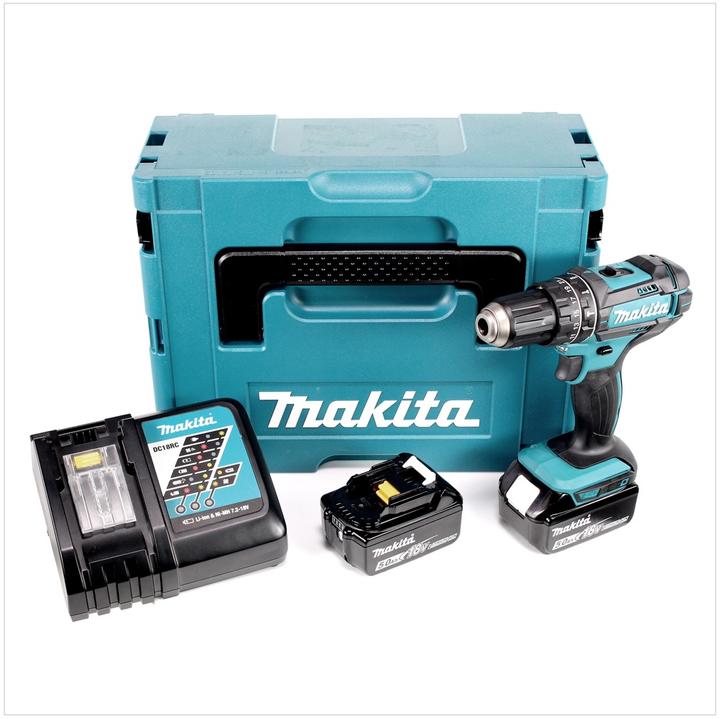 Actual product image Makita DHP482RTJ 18V 2x rechargeable battery-powered impact drill (Rechargeable battery operated)