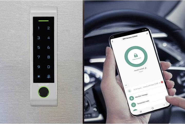 Immagine prodotto Sygonix SY-6121662 Sistema di accesso con impronte digitali/RFID Montaggio in superficie 12 V/DC, 1 (Impronta, Combinazione numerica elettronica, Smartphone, Scheda chiave)