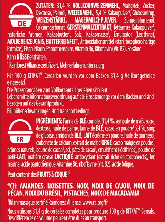 Nutritional values and ingredients Kitkat Breakfast Cereals (383 g)