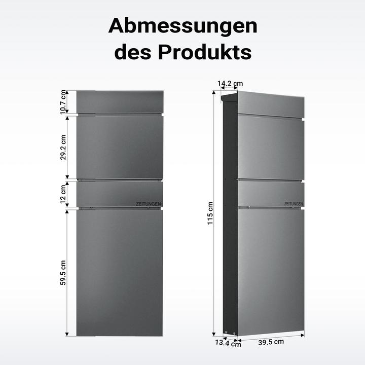 Produktbild Wiltec Standbriefkasten Zeitungsrolle Anthrazit Briefkasten Postkasten Postfach