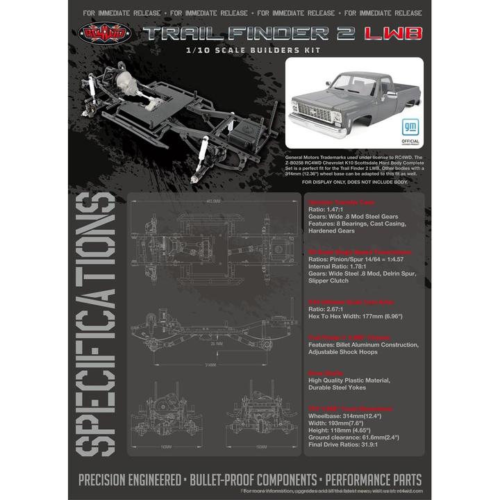 Immagine prodotto Rc4Wd Kit telaio Crawler Trail Finder 2 LWB, 1:10 (Kit)