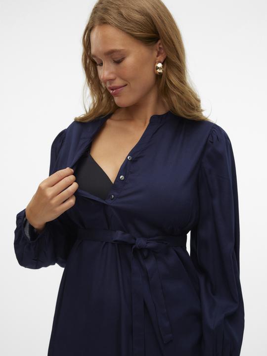 Produktbild Mamalicious Normal geschnitten Mandarin Kragen Ärmelbündchen mit Knopf Ballonärmel Top Bluse (S)