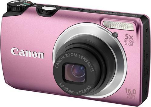 Actual product image Canon PowerShot A3300 IS, 16MP, 5x Zoom, HD Movies, Pink (1/2,3'')