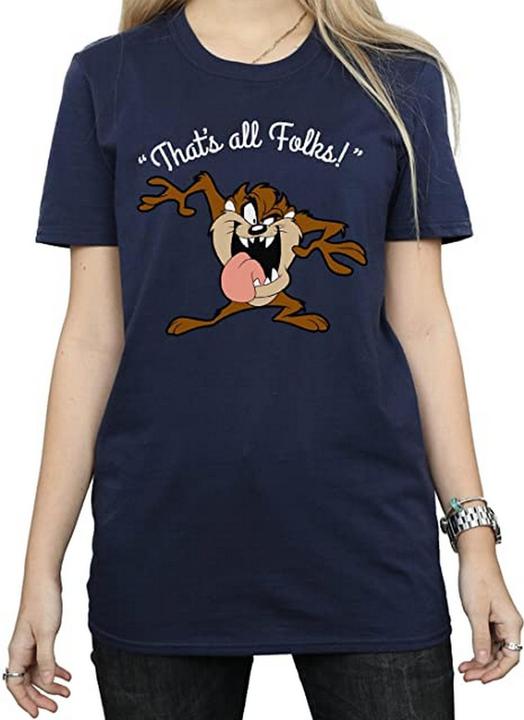 Actual product image Looney Tunes Womens/Ladies That's All Folks Taz Cotton Boyfriend T-Shirt (XL)
