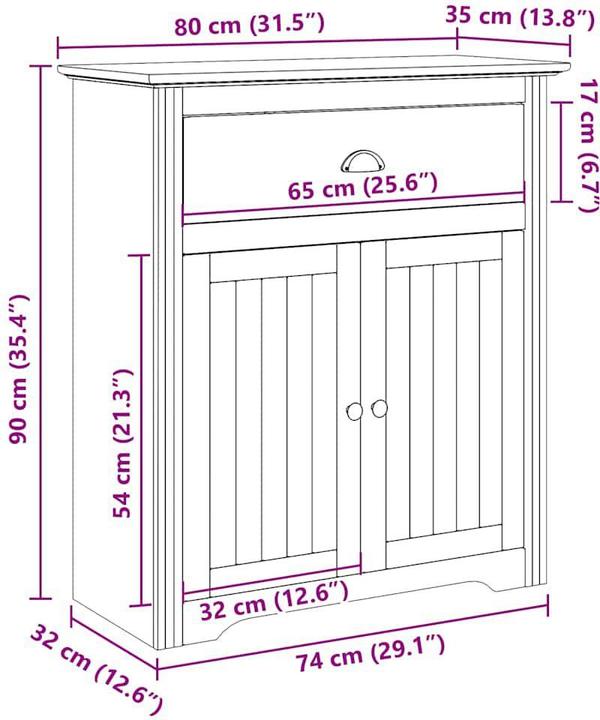 Immagine prodotto VidaXL Armadio per corridoio BODO Bianco e marrone 80x35x90 cm Armadio per corridoio (80 x 35 x 90 cm)