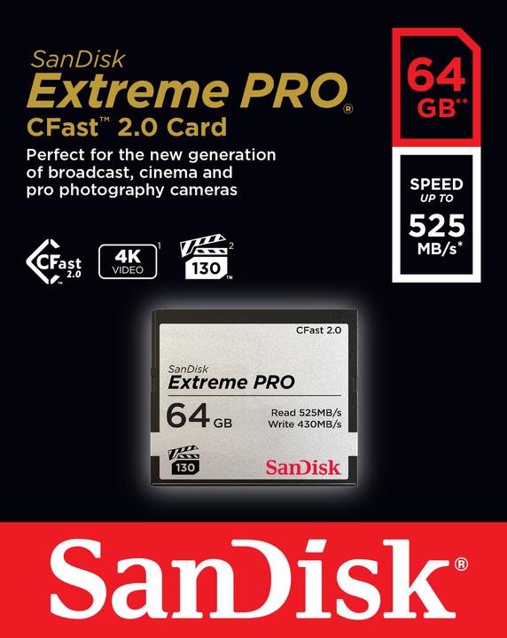 Produktbild SanDisk CFast Card Extreme Pro 64GB (64 GB, CFast 2.0)