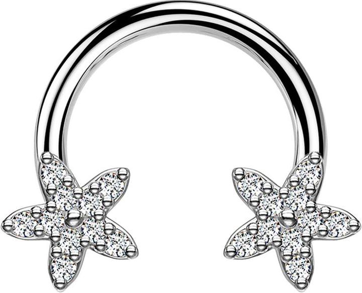 Star Piercing Micro Circular Barbell silber Kristallstern silber (Chirurgenstahl 316L, Messing)