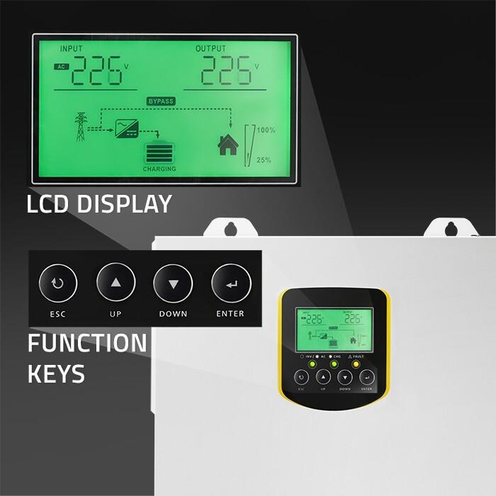 Actual product image Qoltec Hybrid off-grid solar inverter 2 5 kVA | 2 5 kW | 100 A | MPPT | LCD display |