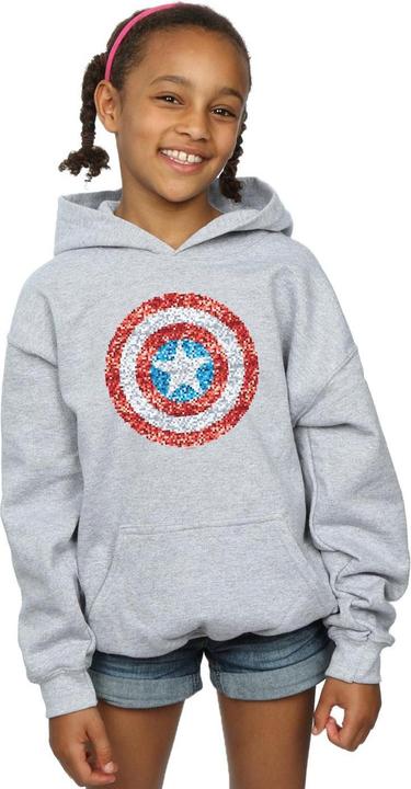 Actual product image Girls Captain America Pixelated Shield Hoodie (128)