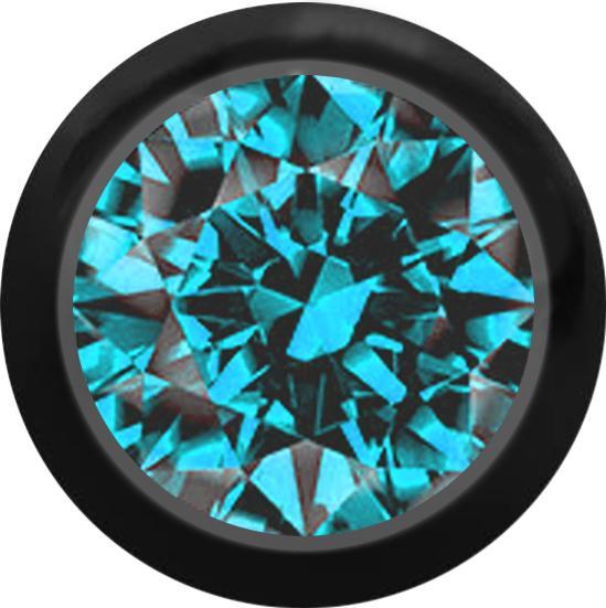 Actual product image Star Piercing Black ball with aqua crystal (without brass, Titanium G23)