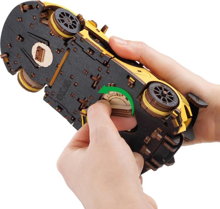 Image du produit Eco Wood Art Kit de maquette 3D en bois - Voiture de course - Jaune (237 pièces)