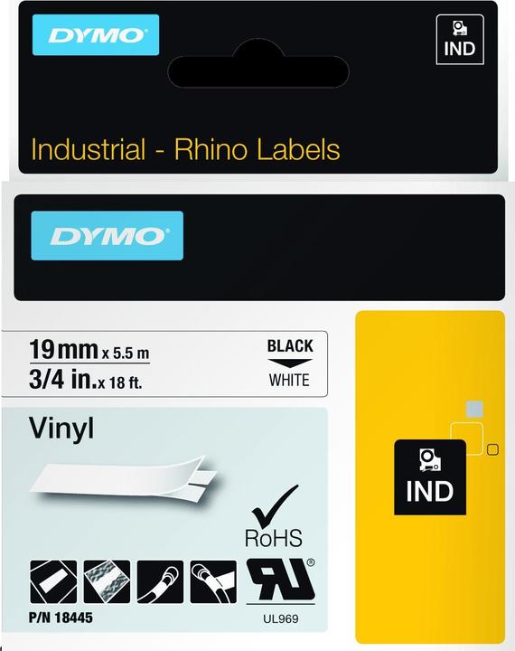 Energy Label Dymo Rhino vinyl tape, black (8.50 cm, White)