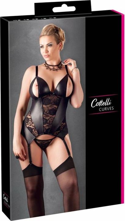 Productafbeelding Cottelli Collection Jarretel chemise met open cups (XL)