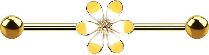 Immagine prodotto Star Piercing Barbell 14k vergoldet zweifarbige Blume gelb (Acciaio chirurgico 316L, Ottone)