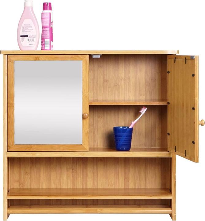Produktbild Mendler Spiegelschrank HWC-B18, Bambus 62x66x15cm (62 x 66 x 15 cm)