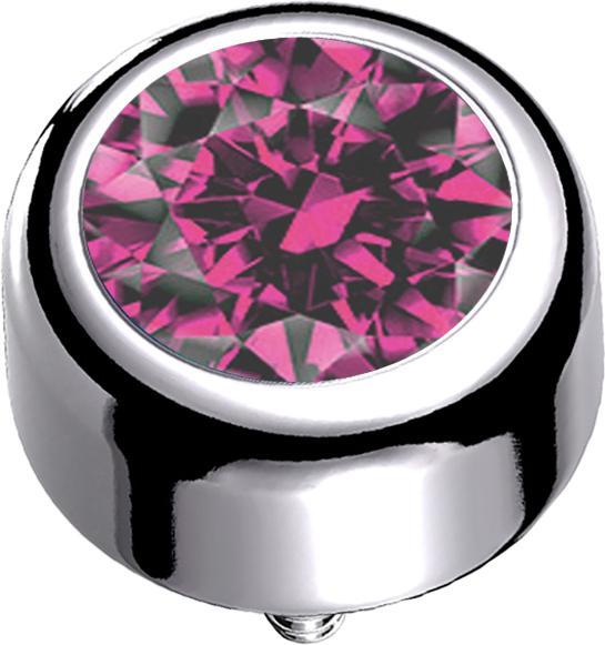 Produktbild Star Piercing Dermal Anchor Zylinder silber mit Kristall pink (Titan G23, ohne Messing)