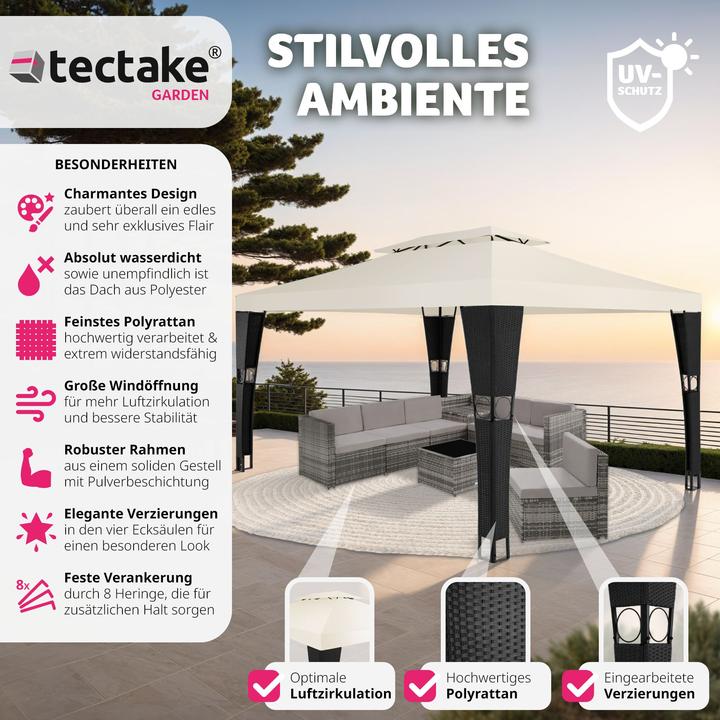 Actual product image tectake Gazebo Mona 3x4m rattan (400 cm, 300 cm)