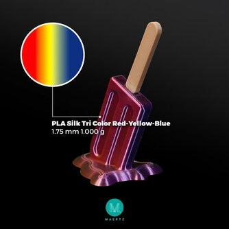 Image du produit Maertz PLA Silk Tri Color Red-Yellow-Blue 1.75 mm 1.000 g (PLA, 1.75 mm, 1 g, Multicolore)