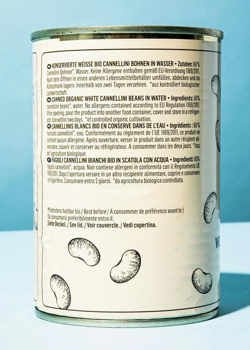Valeurs nutritives et ingrédients KoRo Haricots blancs Cannellini bio prêts à consommer (2880 g)