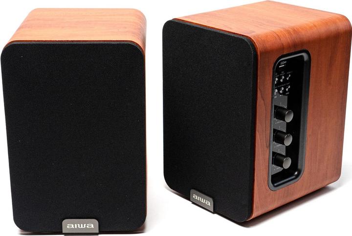 Actual product image Aiwa ASP-A200 Active Speaker Pair, brown (1 pair, 25 W)
