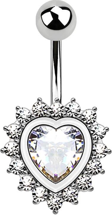 Image du produit Star Piercing Banane argent coeur cristal argent (Laiton, Acier chirurgical 316L)