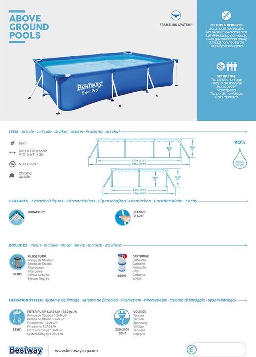 Actual product image Bestway Steel Pro (300 x 201 x 66 cm)