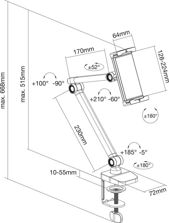 Produktbild InLine Tablet Halter mit Tischklemme