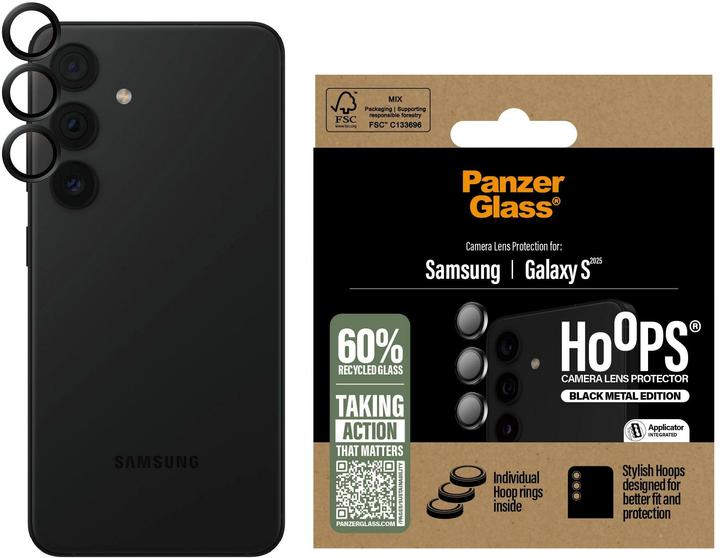 Actual product image PanzerGlass ® Hoops® black camera protection (1 Piece, Samsung Galaxy S25)