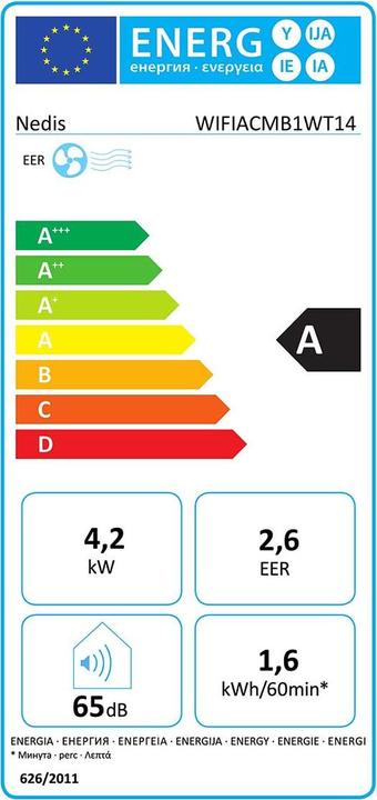 Etichetta energetica Nedis WIFIACMB1WT14 (42 m², 14000 BTU/h)