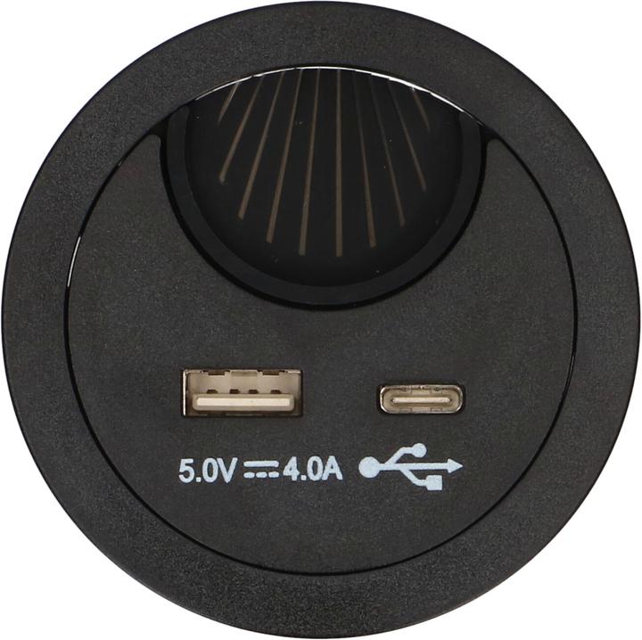 Produktbild Max Hauri Office Line Kabeldurchführung mit USB/A und USB/C Charger