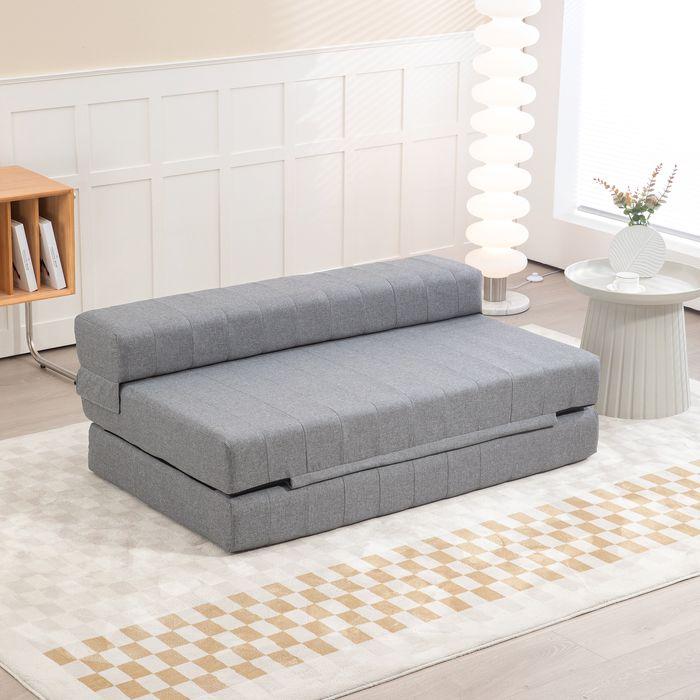 Actual product image Swisshandel24 Folding armchair with bed function, guest bed, foldable, up to 250 kg, 138x80x50 cm, grey (2 person sofa)