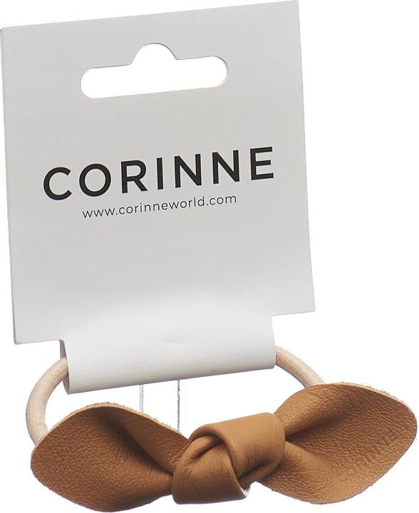 Corinne World - Leather Bow Small Hair Tie Camel (Haargummi)