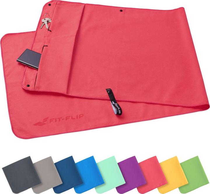 Image du produit Fit-Flip Fitnesshandtuch Mikrofaser mit Reissverschlusstasche 130x48cm (130 x 48 cm)