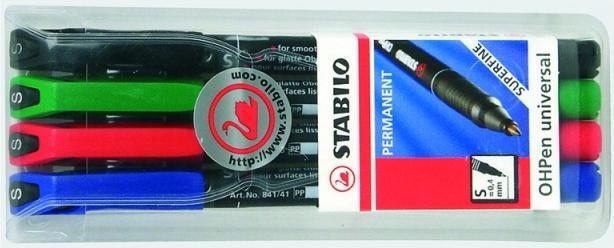 Produktbild STABILO OHPen universal Folienstift permanent (Grün, Blau, Schwarz, Rot, 0.40 mm, 4 x)