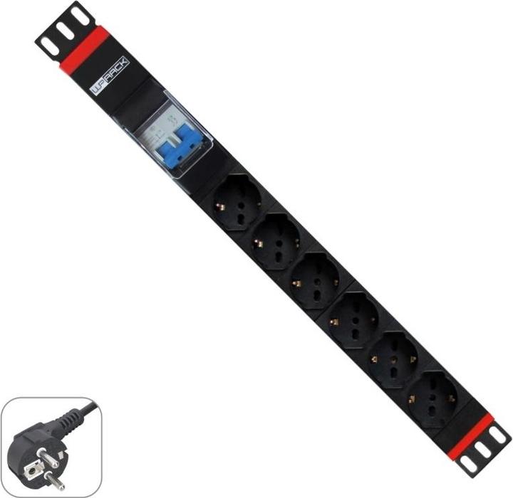 Produktbild WP Rack & Cabling WP WPN-PDU-G02-06 Stromverteilungseinheit (PDU) 6 Steckdose(n) AC 1U Schwarz, Rot