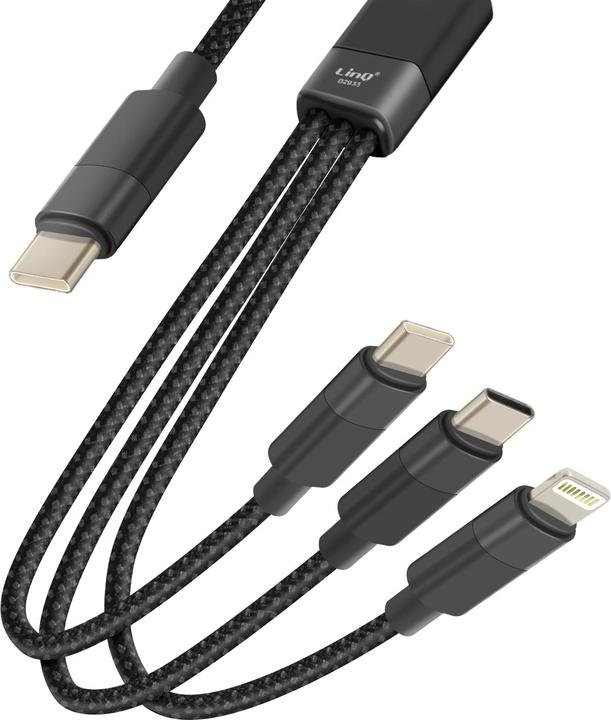 Produktbild LinQ USB-C / 2x USB-C + Lightning Kabel (1.20 m, USB 3.2 Gen 1)