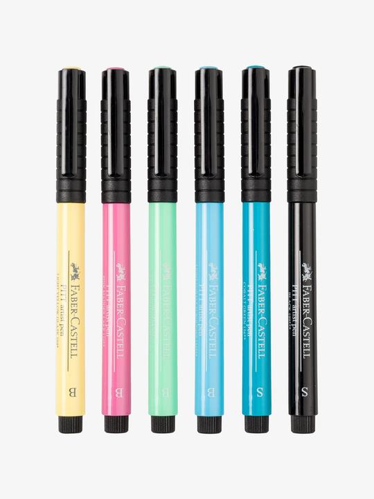 Produktbild Faber-Castell Pitt ArtistPen Handlettering (Gelb, Grün, Blau, Pink, Schwarz, Türkis, 6 x)